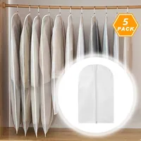 5ks sáčků na oděvy odolných proti molům, prodyšné, průhledné sáčky na oděvy se zipem po celé délce (L: 60x120 cm)