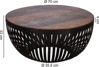 WOHNLING Couchtisch Tisch Holz Massiv / Metall Wohnzimmertisch Design Sofatisch
