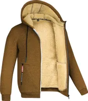 ASKSA Herren Gefuettert Fleece Kapuzenpullover Zipper Hoodie Winter Winter Jacke Mit Tasche Wintermantel, Braun, L