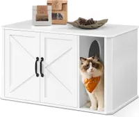 Feandrea Katzentoilette, Katzenklo-Schrank modern, Vordereingang, mit Doppeltür und Griffen wolkenweiß