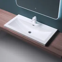 Mai & Mai Einbau-Waschbecken Waschschale Waschtisch Mineralguss Weiß Rechteckig 1 Armaturenloch Überlauf-Funktion Breite: 100cm Col01