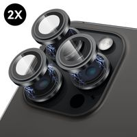 iPhone 15 Pro / 15 Pro Max Kamera-Objektiv-Schutzfolie - Titan Schwarz - Einfache Installation - 2 Stück - Kamera-Schutzfolie iPhone 15 Pro