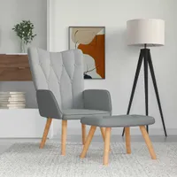 vidaXL Relax kreslo s taburetom Svetlo šedá látka
