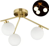 relaxdays GLOBI lampa sufitowa złota, biała