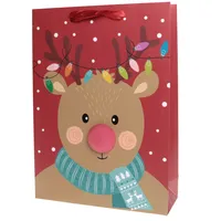 12 x süße Geschenktüten Hirsch 25 x 8,5 x 34,5 cm (L/B/H) aus Papier für Weihnachten - Geschenktaschen für Weihnachten Geschenktüten für Kinder