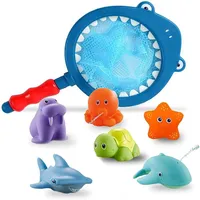 7 Stück Baby Badespielzeug mit Fischernetz Set, Wasserspielzeug baby 1 jahr, Badewanne Spielzeug Kinder, Badewannenspielzeug
