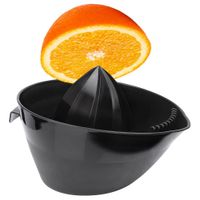Vilde Zitronenpresse Zitruspresse Fruchtsaftpresse manuell handbetrieben für große Früchte Grapefruits Orangen schwarz mit Ausguss Griff