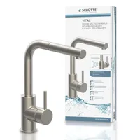 Küchenarmatur Vital mit Sensorbedienung, Wasserhahn Küche ausziehbar, energiesparende Spültischarmatur Edelstahloptik