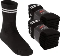 MT Damen und Herren Sport- und Freizeitsocken (16 Paar) Tennissocken - Schwarz-Whitestripe 43-46