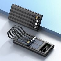 SettySolar-Powerbank mit integriertem USB microUSB USB-C Lightning-Kabel mit LED-Anzeige 10000 mAh 5V schwarz