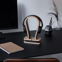 Navaris Universal Holz Kopfhörerhalter mit Kabelhalterung - Kopfhörer Halter Headset Halterung - Kopfhörerständer Headphone Stand - Walnussholz