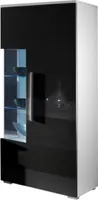 Vitrine mit LED-Beleuchtung 160 cm RYBAR – weiß / schwarz glänzend