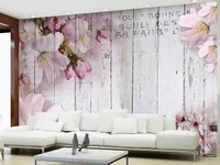 Vlies Fototapete Blumen 350x256 cm Tapeten Wandtapete XXL Blume rosa pink Holz Bretter b-A-0202-a-b
