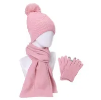 Damen Mütze Schal Touchscreen-Handschuhe Set