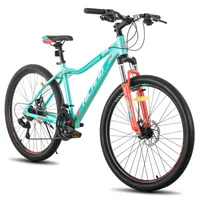 HILAND 26 Zoll Mountainbike Damen mit Lock-Out Federgabel 21 Gang Shimano Aluminiumrahmen Doppelscheibenbremse Studenten-Pendlerfahrrad, Mint grün