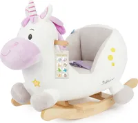Bieco Plüsch Schaukeltier Einhorn, 60 cm | Kinder Schaukelstuhl mit Sicherheitsgurt | Baby Schaukel | Schaukel Kleinkind | Schaukeltier Baby | Baby Schaukelwippe ab 9 Monate | Schaukelpferd Holz