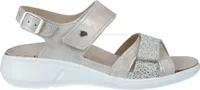 Finn Comfort Nadi Damen Sandale Wechselfußbett Leder Beige - Damenschuhe Sandale bequem / lose Einlage, Beige, leder (nuvola/garden)