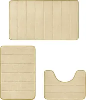 OKWISH 3 Stück Badteppich Badematten Set Waschbar rutschfest Badvorleger Duschvorleger Duschmatte Badteppich für Badezimmer Khaki