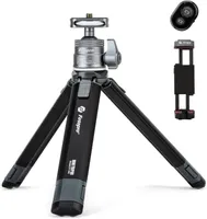 Fotopro Ausziehbares Mini-Stativ, Aluminium, Kugelkopf, Telefon & Tablet Halterung, Bluetooth-Fernbedienung für Smartphone & DSLR-Kamera