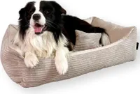 4L Textil MOLLY Kuscheliges Cord Hundebett kleine Hunde Hundekorb Cord Hundekissen flauschig Hundekörbchen Cord (60x40 cm, Beige)