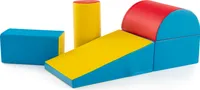 COSTWAY 5 TLG. Pěnové stavební bloky, obří stavební bloky na hraní a lezení, měkké pěnové stavební bloky, velké různobarevné stavební bloky, stavební bloky pro kojence a batolata (modré + červené)