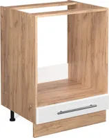 Vicco Herdumbauschrank Fame-Line, 60 cm ohne Arbeitsplatte, Weiß Hochglanz/Goldkraft Eiche