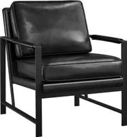 Yaheetech Relaxsessel mit Rückenlehne Fernsehensessel Retro Sessel Stuhl Lehnstuhl Loungesessel Einzelsessel mit Metallrahmen und Kunstleder Schwarz