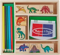 Melissa & Doug 11633 Súprava pečiatok "Dinos" 10 pečiatkových pier. Drevená krabička