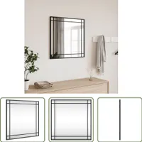 The Living Store Wandspiegel Schwarz 60x60 cm Quadratisch Eisen