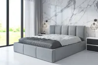 Polsterbett KENET 140 x 200 mit Matratze und Bettkasten. Farbe: Hellgrau