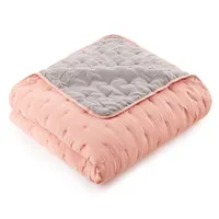 HOMELEVEL Tagesdecke Bett & Sofaüberwurf 240cm x 220cm Bettüberwurf Sofa Tages Decken Betthusse XXL Decke Überwurf Altrose/Grau Punktsteppung