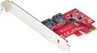 StarTech.com PCIe SATA Controller Card - 2 portová rozširujúca karta/kontrolér SATA 3 pre PCIe x1 - 6 Gb/s - plný a nízky profil - ASM1061 Non-RAID Chipset - PCI Express Hard Drive Controller/Adapter - PCIe - SATA - Red - ASMedia