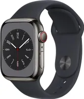 Apple Watch Series 8 41mm (A2773) Graphite Stainless Sportband Midnight CEL Neu