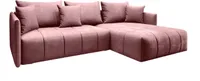 FURMEB24 - DON 245 x 180 cm Pohovka s funkcí spaní a dvěma zásuvkami na lůžko - Rohová pohovka s polštáři, látka Monoliht - růžová