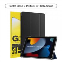 Schutzhülle + 2x 4H Displayfolie für iPad 7/8/9 Generation 10.2 Zoll Cover Case Schutz Tablet Farbe: Schwarz
