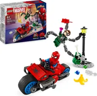 LEGO Marvel Motorrad-Verfolgungsjagd: Spider-Man vs. Doc Ock, Superhelden-Spielzeug für Kinder mit Figuren, Shootern und Web-Shooter, tolles Geschenk für Jungs und Mädchen ab 6 Jahren 76275