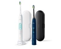 Philips Sonicare HX6851/34 ProtectiveClean 5100 elektrische Schallzahnbürste, Doppelpack, Reiseetuis, Weiß/Blau