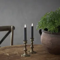 LED sviečky z pravého vosku, FLAMME ANTIQUE, 1 teplá biela blikajúca LED dióda, sada 2 čierne 15 cm