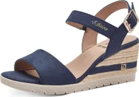s.Oliver Damen Sandalette Sandale Keilabsatz Bast 5-28713-42, Größe:38 EU, Farbe:Blau