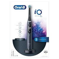 Oral-B iO 7 Elektrische Zahnbürste mit Magnet-Technologie & sanften Mikrovibrationen, 5 Putzprogramme & Display, Reiseetui, black onyx