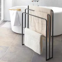 Yamazaki Home věšák na ručníky stojící koupelna kovový volně stojící 70x81x14cm věž černá