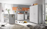 Babyzimmer SET Frieda 2 teilig Kinderbett und Wickelkommode