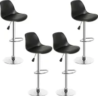 4er set Barhocker Kunstleder höhenverstellbar 55-75cm, Barstuhl, Tresenhocker, Barsessel, Küchenhocker Schwarz