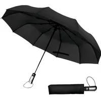 Regenschirm schwarz Schirm Golfschirm automatischer Regenschirm Taschenschirm 10 Rippen Trekkingschirm