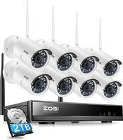 ZOSI 8CH 5MP WiFi NVR System mit 8 Außen HD 3MP WLAN IP Überwachungskamera Set, WLAN Überwachungssystem mit 2TB Festplatte