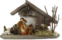 Tradiční vánoční postýlka Treuf včetně Svaté rodiny s volem a oslíkem 74197 a ovečkou, rozměry postýlky: cca 30 x 11 x 18 cm