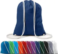 Rucksack Schuhbeutel Turnbeutel Sportbeutel Zuziehbeutel Gym Sack Baumwolle, in Farbe: Dunkelblau