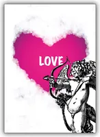 Romantische Love Card mit Amor auf Wolke 7
