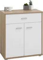 Kommode Sideboard Schrank TOMMY in Sonoma Eiche / weiß, Anrichte mit 1 Schublade und 2 Türen