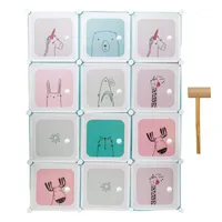 Intirilife Kleiderschrank DIY Steckregal mit 12 Türen für Kinder in Blau - Aufbewahrungsschrank Regal Würfel mit 2 Kleiderstangen individuell aufbaubar